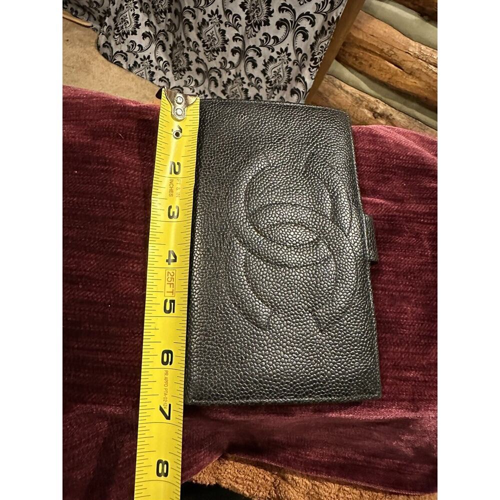 Authentic CHANEL Classic Black Caviar Leather Big CC Bi Fold Snap Long Wallet - Picture 8 of 11